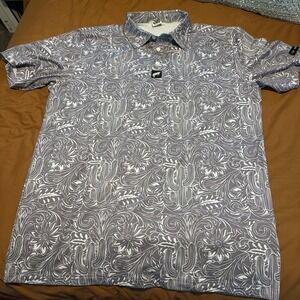 The Broncy Donkey Men's Cactus Floral Print Performance Polo Size L!